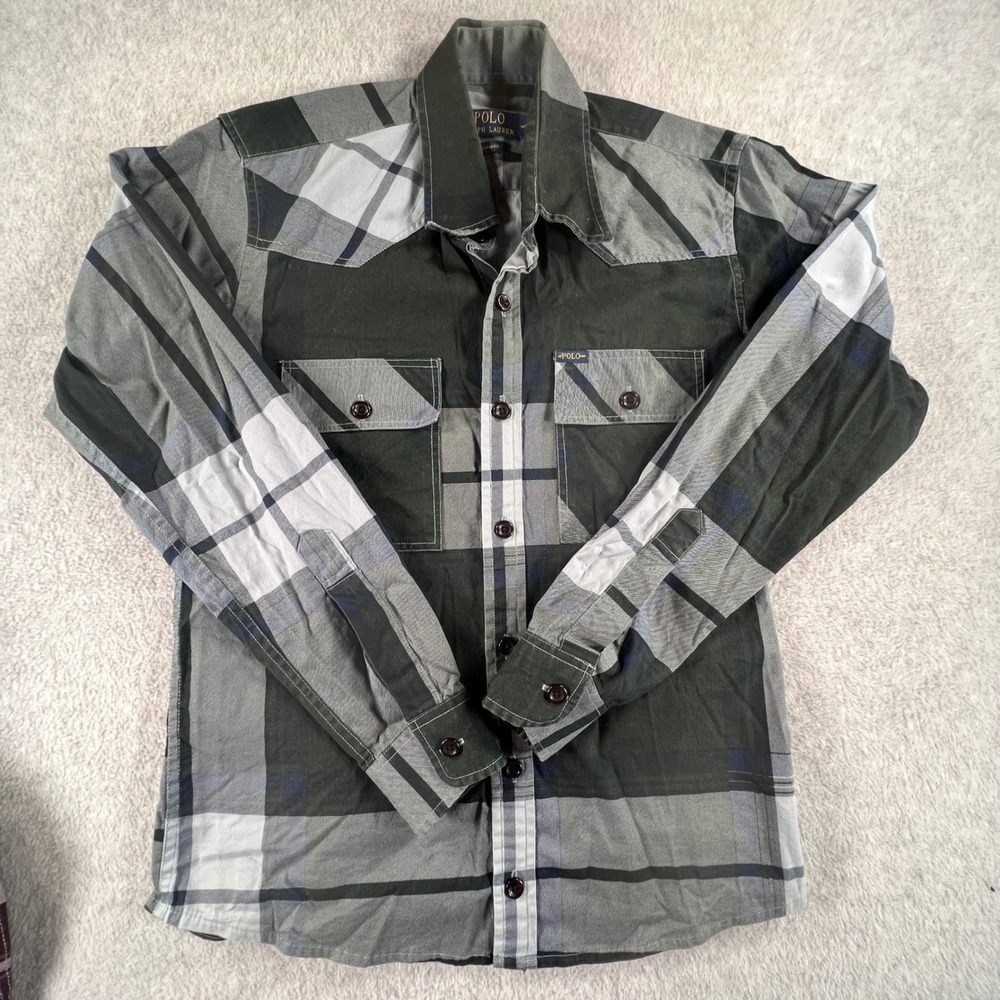 Boys 2 Shirts Bundle Polo Ralph Lauren Plaid Button Down Shirt Burgundy